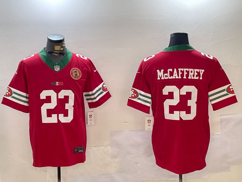 Men San Francisco 49ers 23 Mccaffrey Red Mexico three generations 2024 Nike Vapor Limited NFL Jersey style 4
